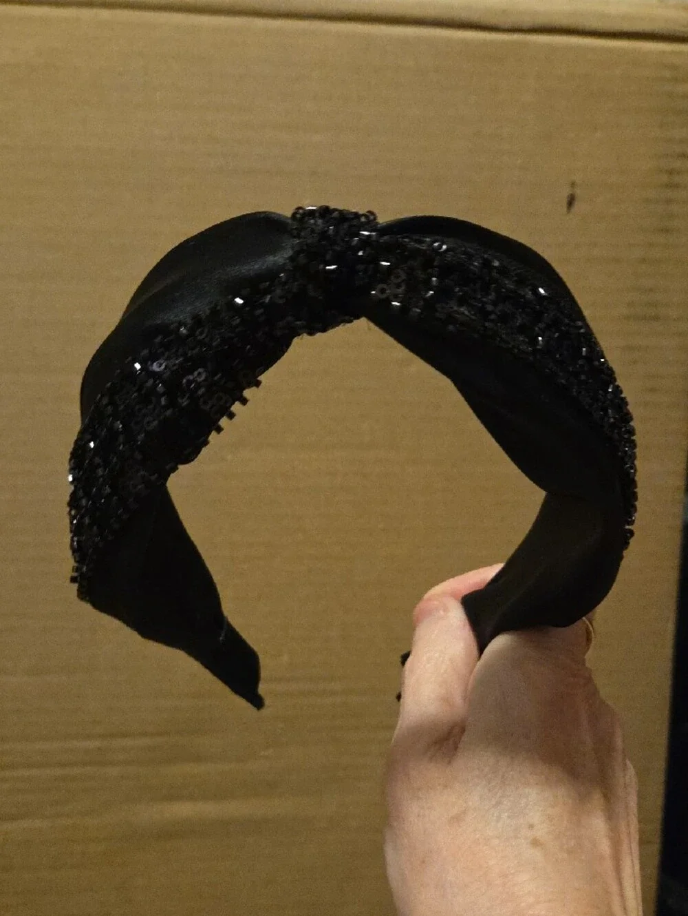 Black Beaded Knot Headband - Women New